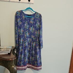 Gudrun Sjoden Blue and Purple Long Sleeve Sundress